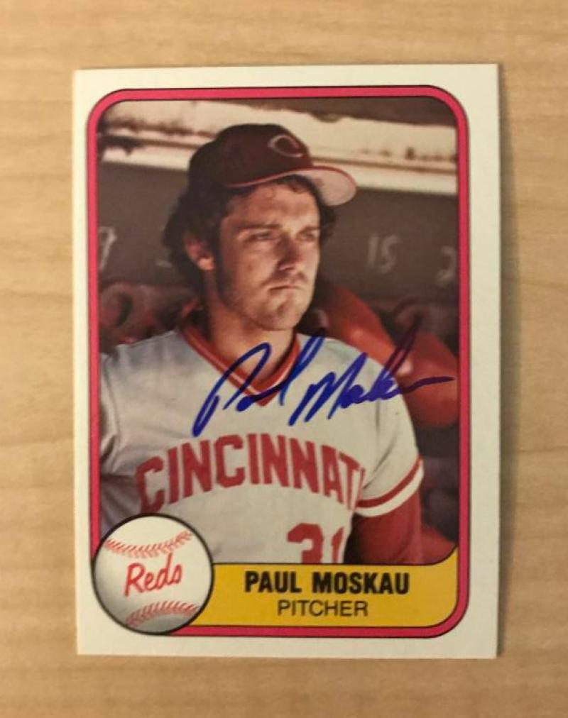 PAUL MOSKAU CINCINNATI REDS SIGNED AUTOGRAPHED 1981 FLEER CARD #207 W/COA