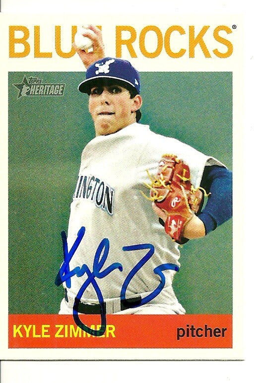 KYLE ZIMMER BLUE ROCKS SIGNED AUTO 2013 TOPPS HERITAGE CARD #81 W/COA