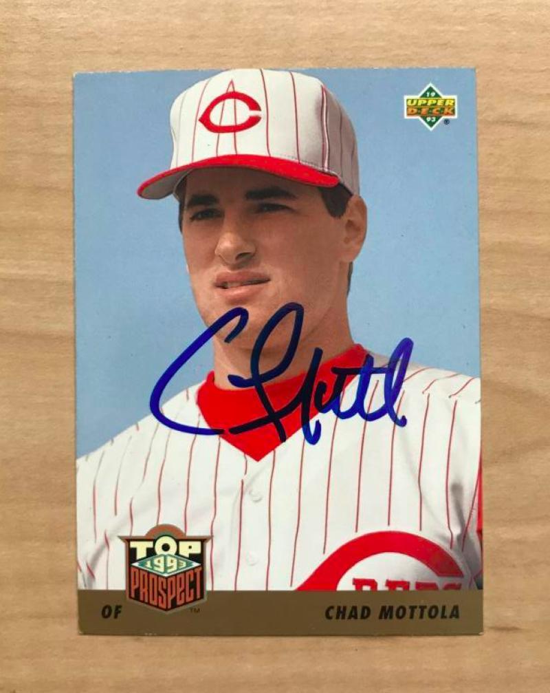 CHAD MOTTOLA CINCINNATI REDS SIGNED AUTOGRAPHED 1993 UPPER DECK CARD #443 W/COA