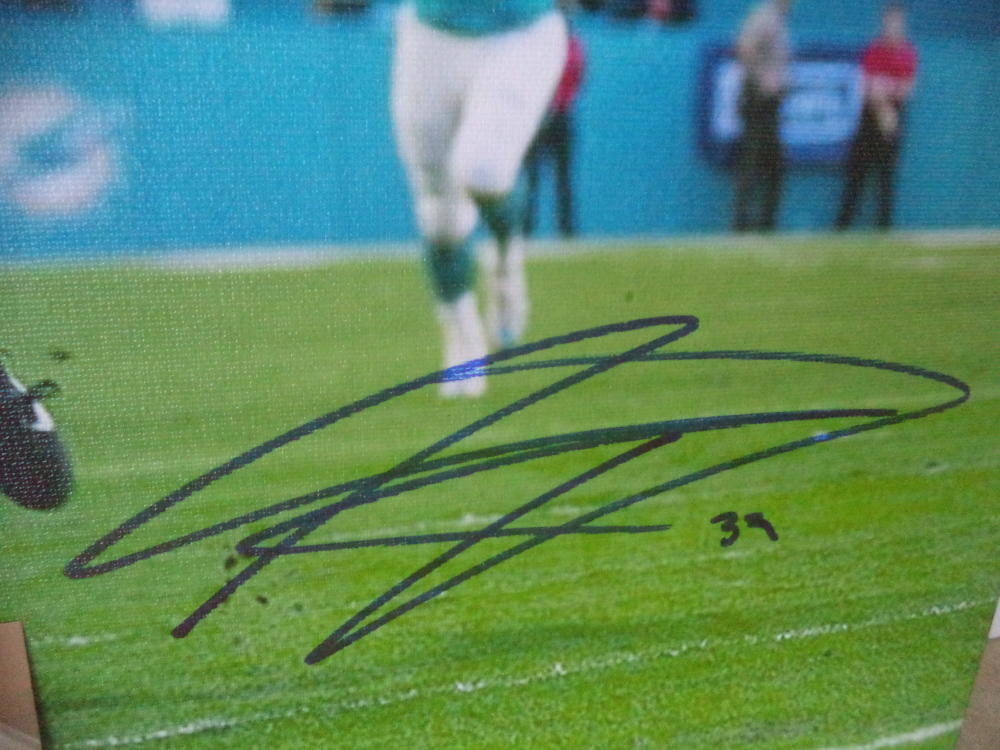 KENYAN DRAKE MIAMI DOLPHINS SIGNED 16X20 CANVAS MOUNTED JSA WP767914