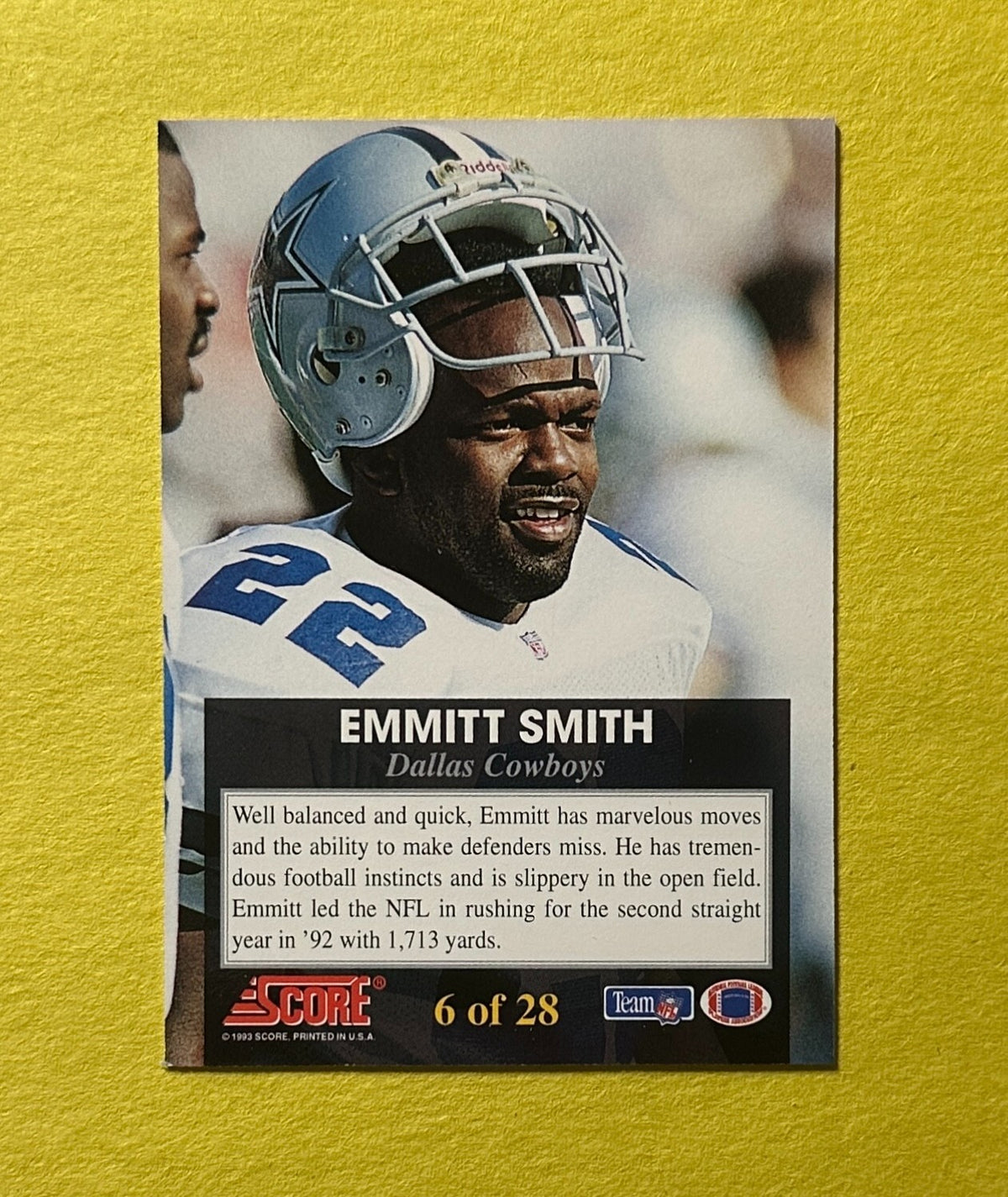 1993 SCORE EMMIT SMITH THE FRANCHISE #6 COWBOYS HOF