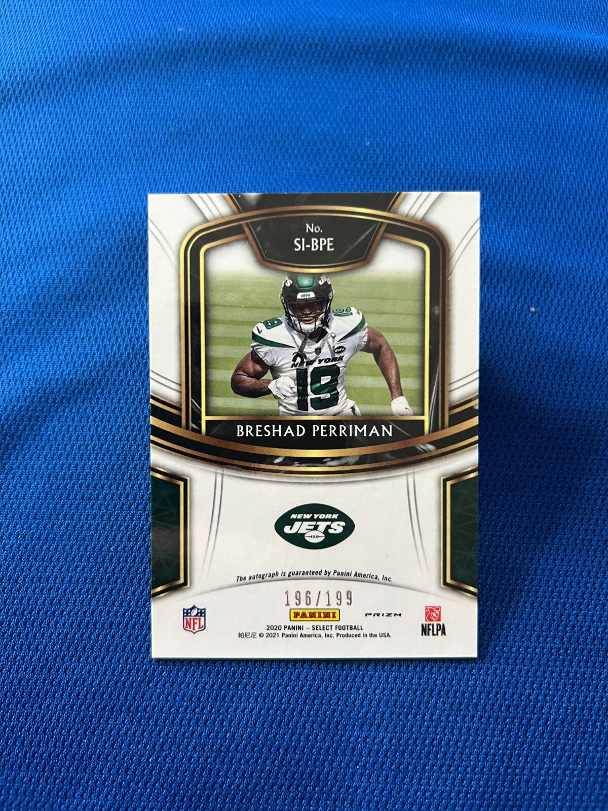 2020 SELECT BRESHAD PERRIMAN NEW YORK JETS SILVER AUTO RC CARD /199 #SI-BPE