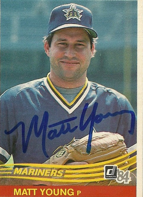 MATT YOUNG SEATTLE MARINERS SIGNED AUTOGRAPHED 1984 DONRUSS CARD #362 W/COA