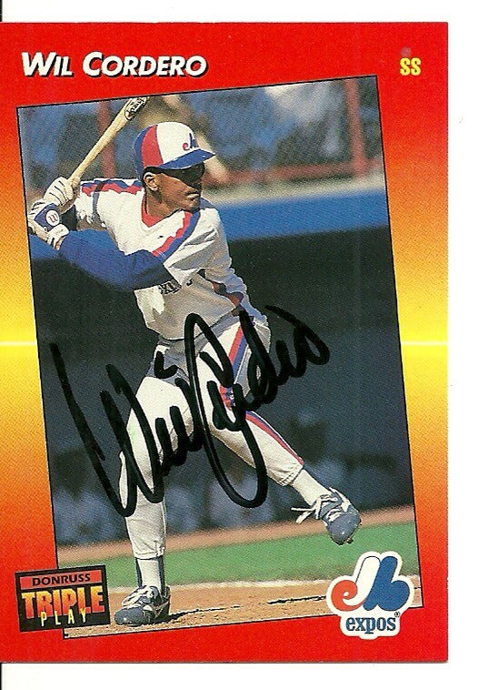 WIL CORDERO MONTREAL EXPOS SIGNED AUTO 1992 LEAF CARD #179 W/COA