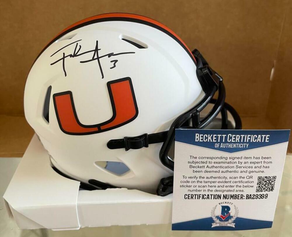 FRANK GORE MIAMI HURRICANES SIGNED AUTO LUNAR ECLIPSE MINI HELMET BAS BA29399