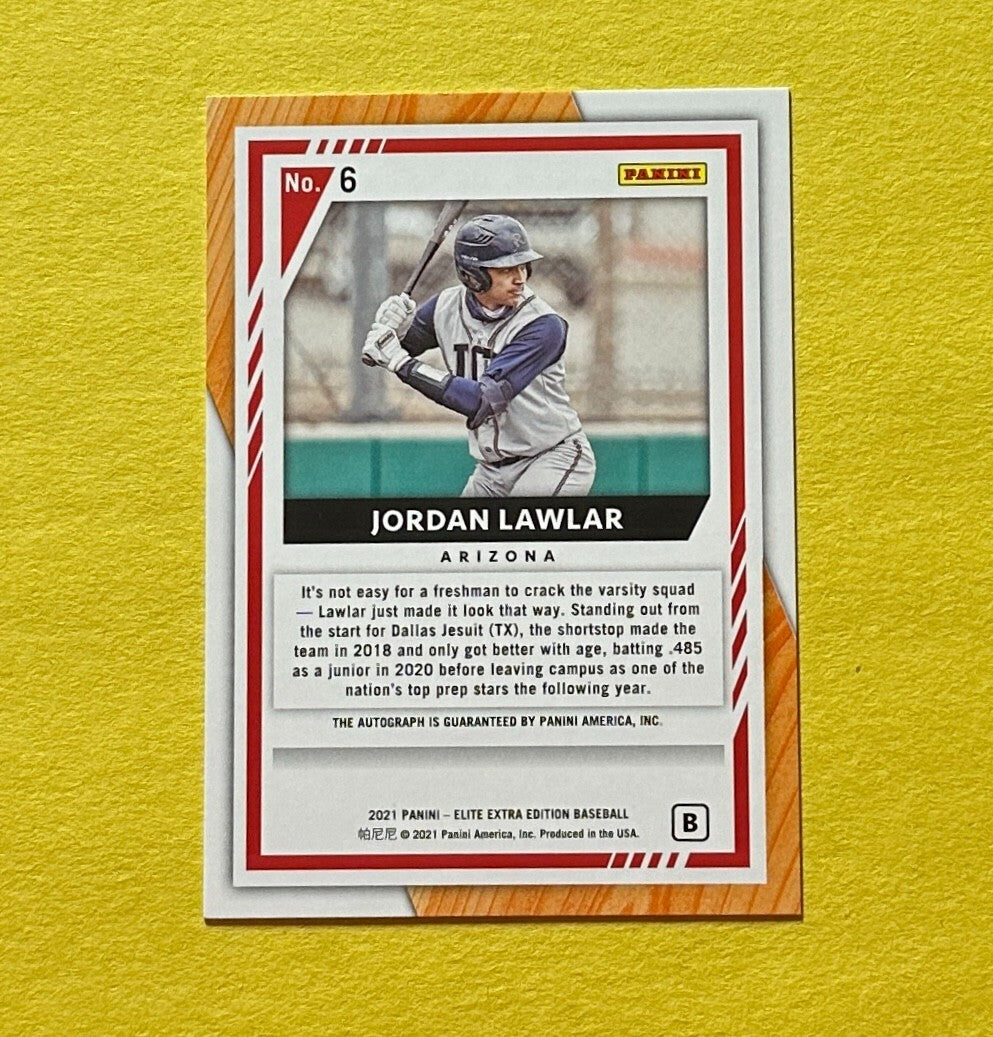 2021 PANINI ELITE EXTRA EDITION JORDAN LAWLAR AUTO /74 #6 ARIZONA