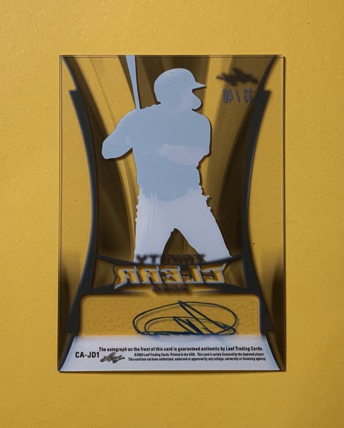 2020 LEAF TRINITY JASSON DOMINGUEZ CLEAR AUTOGRAPH GOLD /50 #CA-JD1