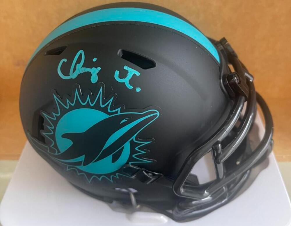 CHANNING TINDALL MIAMI DOLPHINS SIGNED ECLIPSE MINI HELMET JSA WA251042