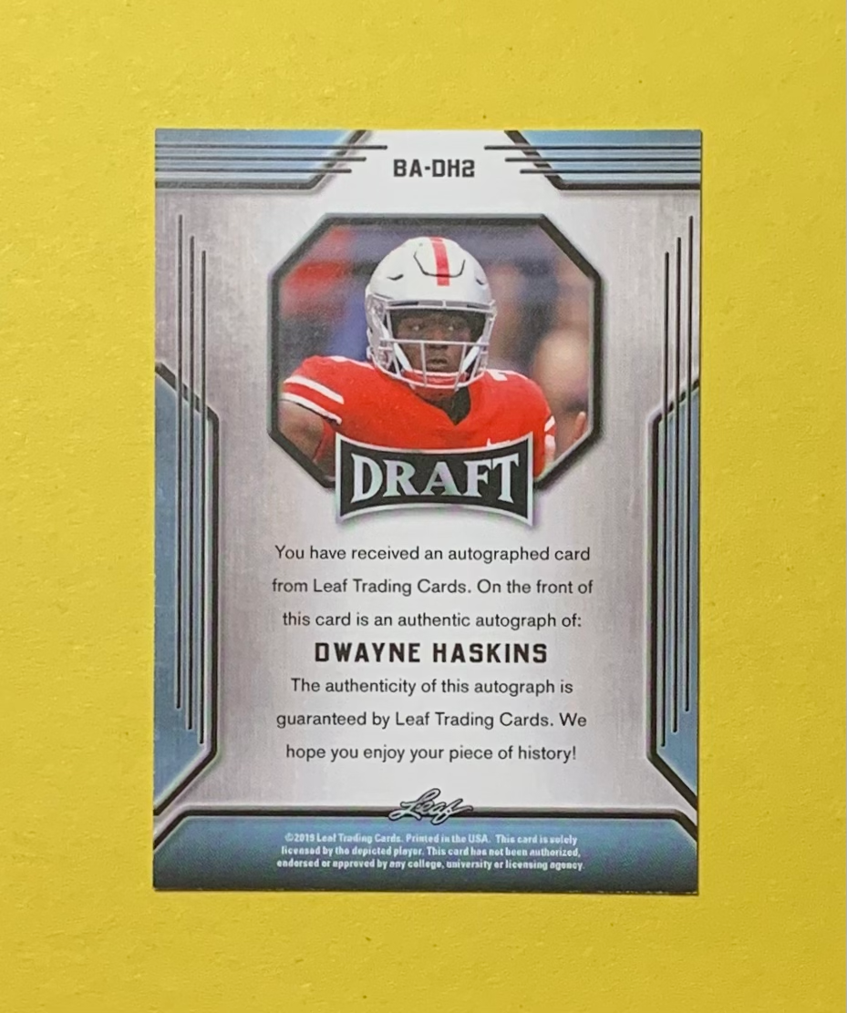 2019 LEAF DRAFT DWAYNE HASKINS ROOKIE AUTO #BA-DH2 WASHINGTON