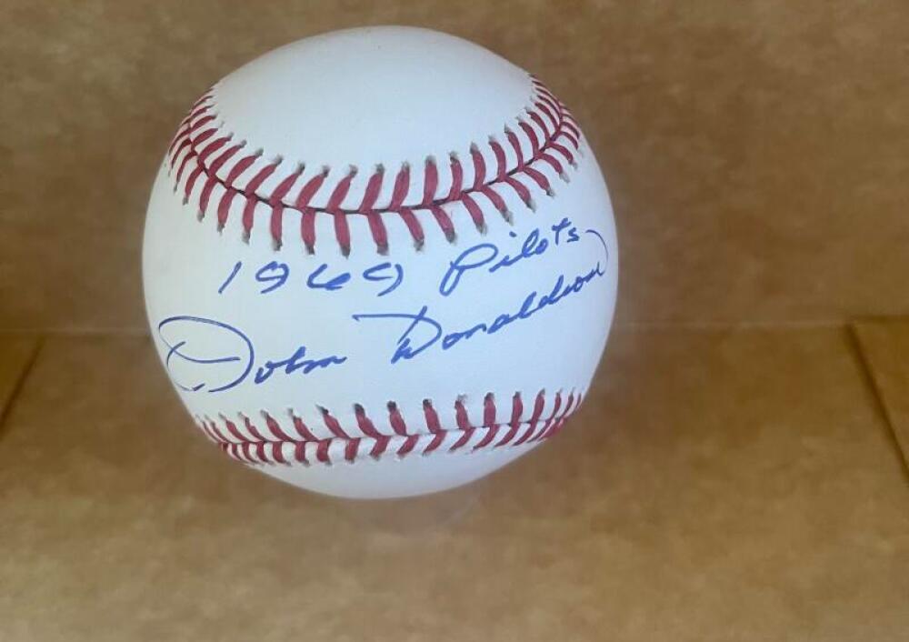 JOHN DONALDSON 1969 PILOTS SIGNED AUTO M.L. BASEBALL BAS AUTHENICATED