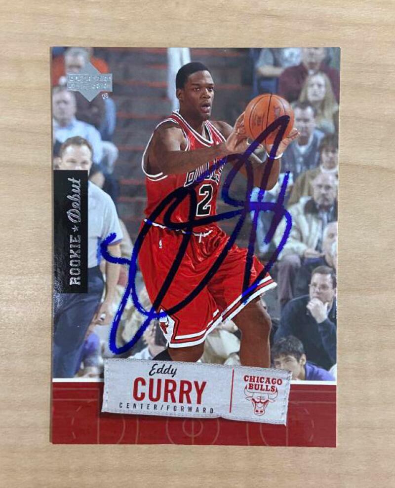 EDDY CURRY CHICAGO BULLS SIGNED AUTOGRAPHED 05-06 UPPER DECK CARD #10 W/COA