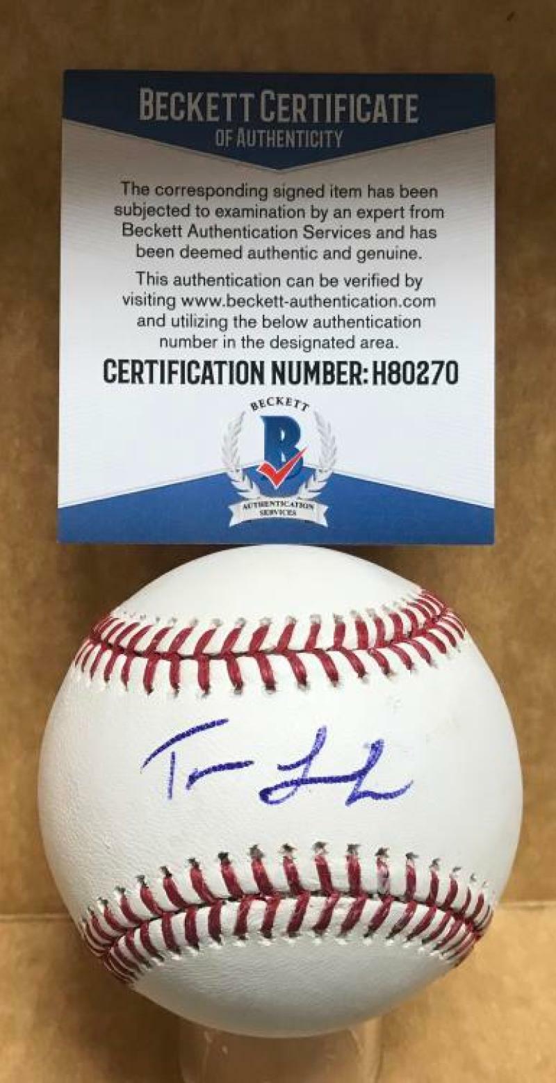 TREVOR LARNACH MINNESOTA TWINS SIGNED M.L. BASEBALL BECKETT H80270
