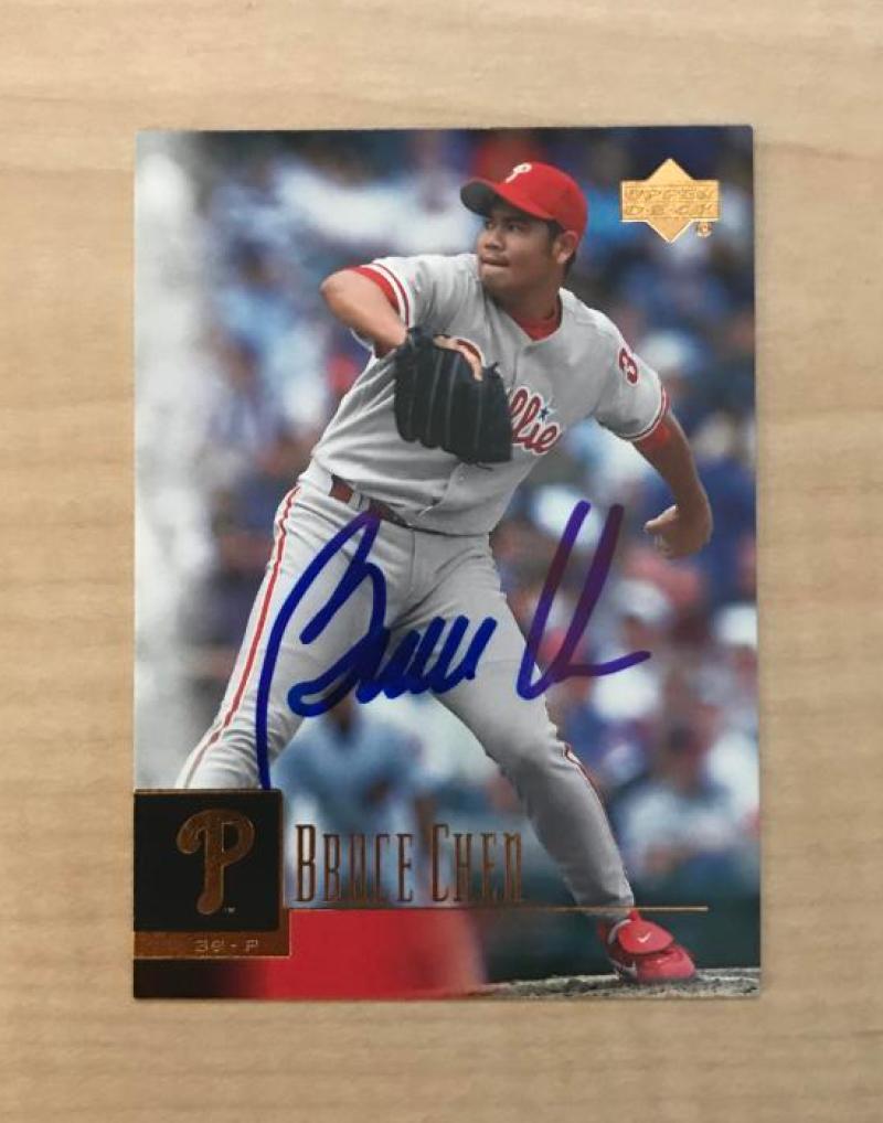 BRUCE CHEN PHILADELPHIA PHILLIES SIGNED 2001 UPPER DECK CARD #239 W/COA