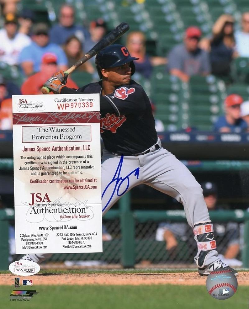 FRANCISCO MEJIA CLEVELAND INDIANS AT BAT SIGNED  8X10 PHOTO W/ JSA WP970339