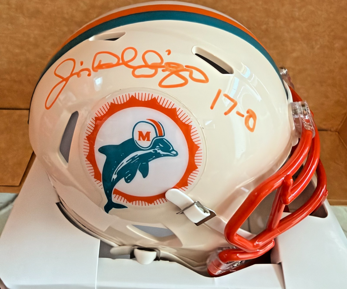 JIM DEL GAIZO MIAMI DOLPHINS SIGNED RETRO MINI HELMET JSA