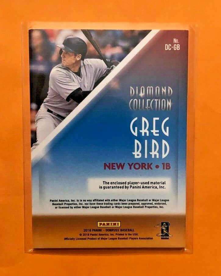 2018 DONRUSS DIAMOND COLLECTION GREG BIRD YANKEES DC-GB JERSEY CARD 