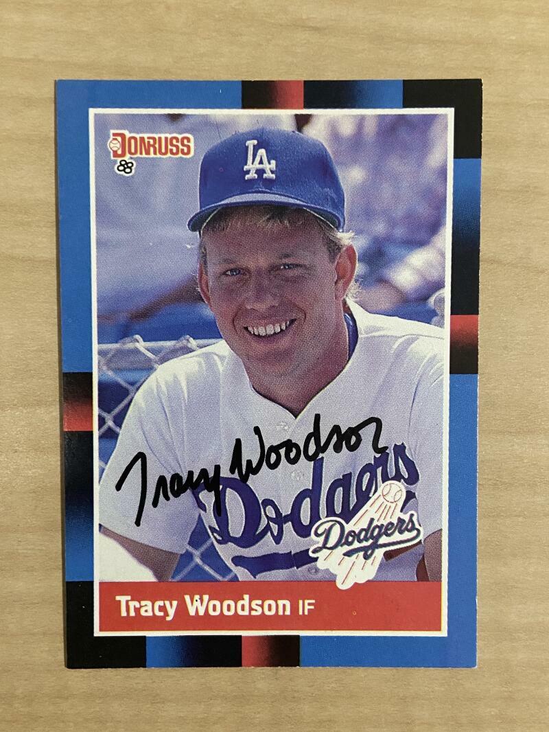TRACY WOODSON LOS ANGELES DODGERS SIGNED AUTOGRAPHED 1988 DONRUSS CARD#499 W/COA