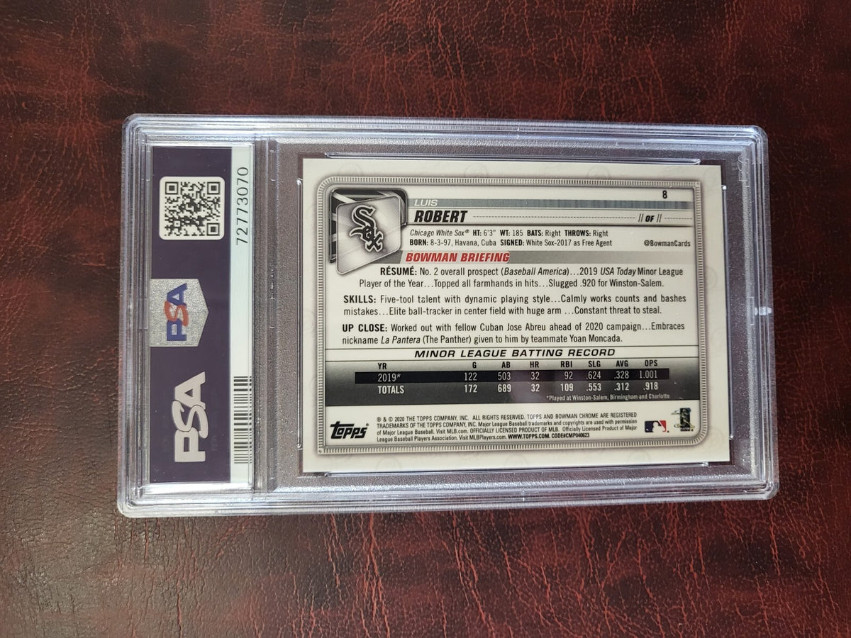 2020 BOWMAN CHROME LUIS ROBERT WHITE SOX PURPLE REFRACTOR RC /250 PSA 9 MINT