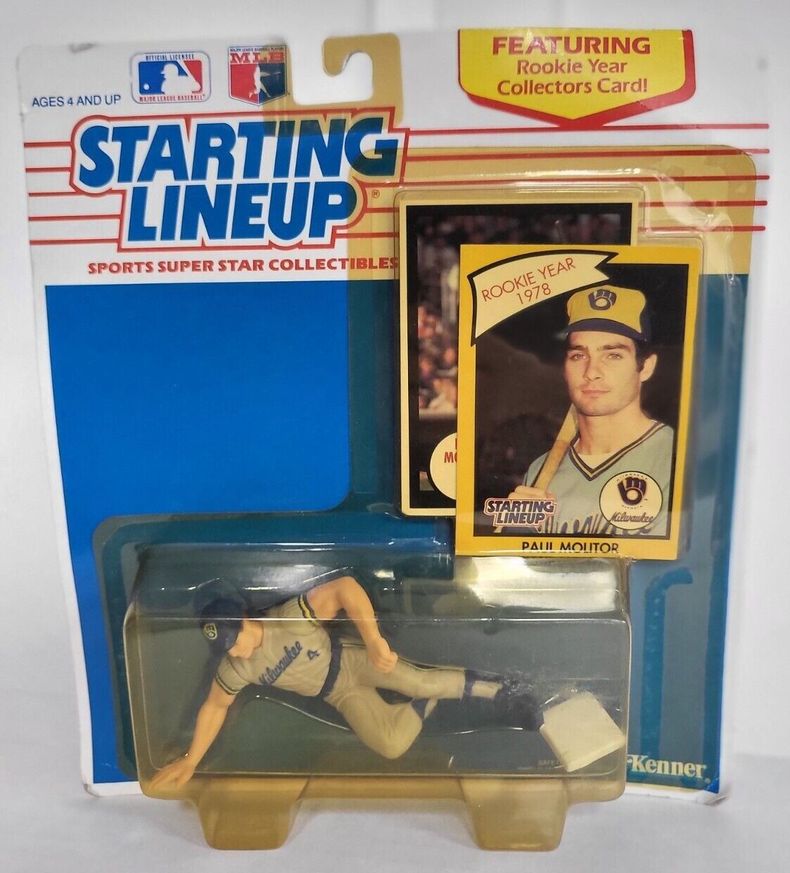 1990 STARTING LINEUP PAUL MOLITOR BREWERS BASEBALL FIGURE ORIGINAL BOX