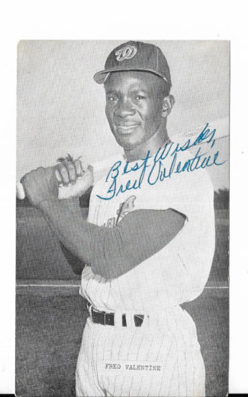 FRED VALENTINE WASHINGTON SENATORS SIGNED AUTOGRAPHED 3X5 PHOTO CARD W/COA 