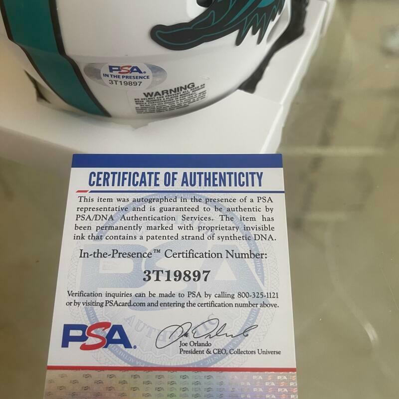BRANDON JONES #29 MIAMI DOLPHINS SIGNED AUTO LUNAR  MINI HELMET PSA 3T19897