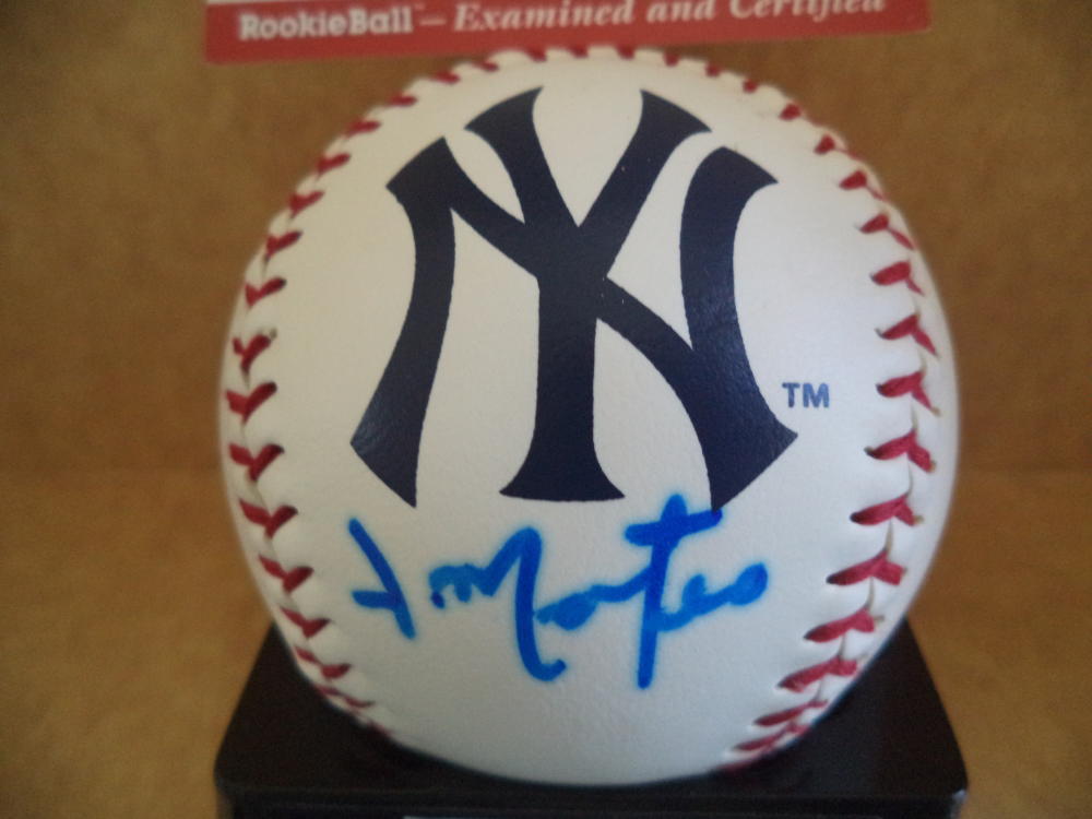 JORGE MATEO NEW YORK YANKEES SIGNED AUTOGRAPHED LOGO BASEBALL PSA R32751