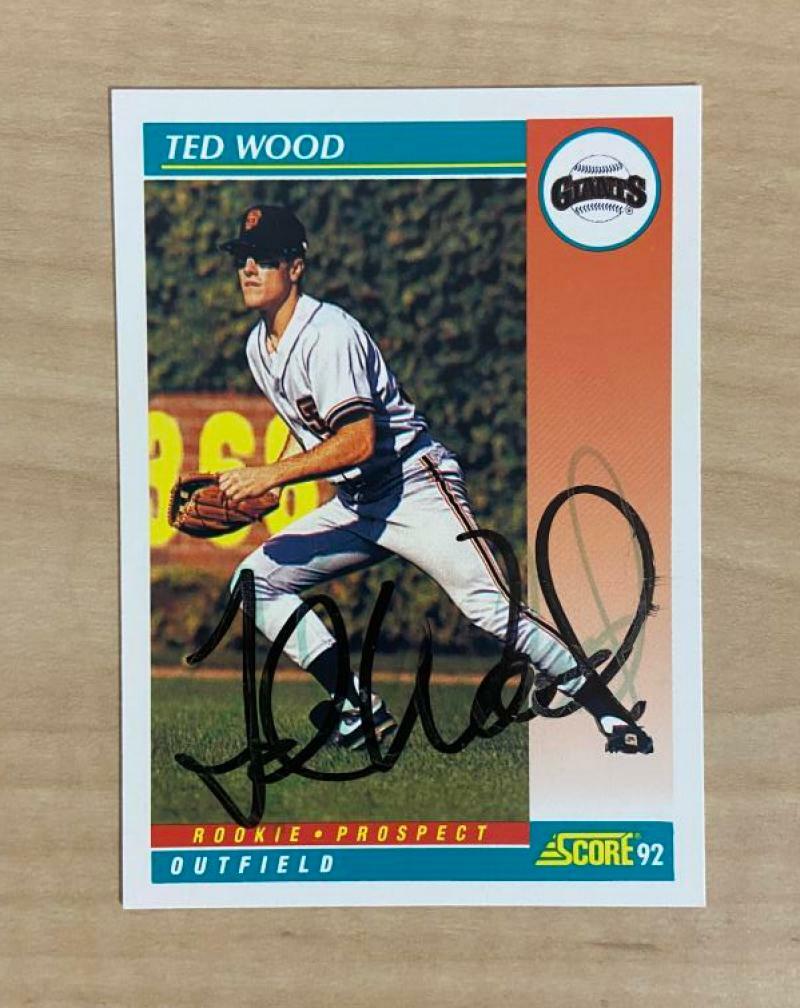 TED WOOD SAN FRANCISCO GIANTS SIGNED AUTOGRAPHED 1992 SCORE CARD #768 W/COA 