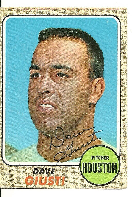 DAVE GIUSTI HOUSTON ASTROS SIGNED AUTOGRAPHED 1968 TOPPS CARD #182 W/COA