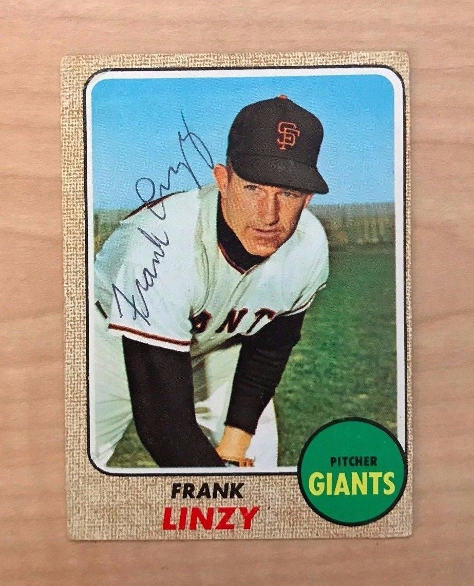 FRANK LINZY SAN FRANCISCO GIANTS SIGNED AUTOGRAPHED 1968 TOPPS CARD #147 W/COA