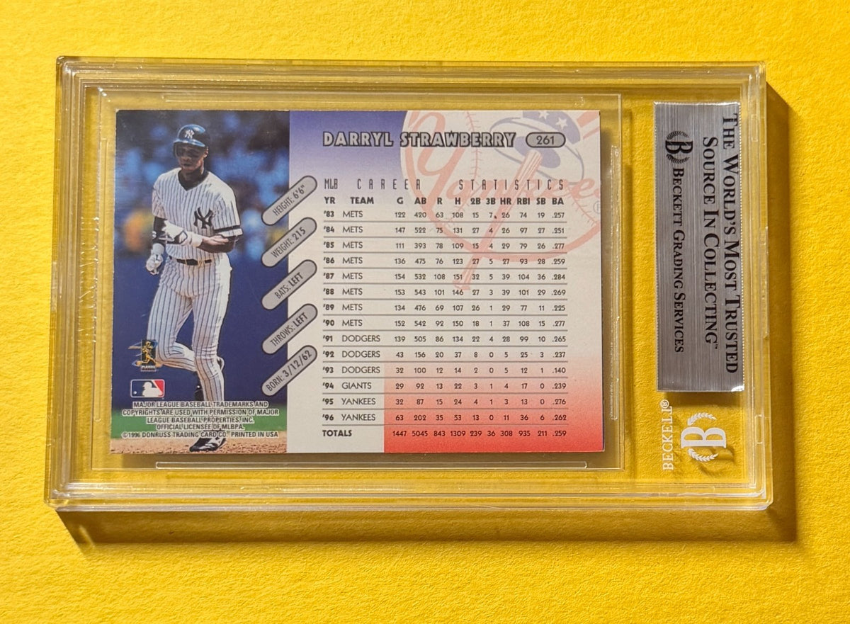 1997 DONRUSS DARRYL STRAWBERRY #261 SIGNED AUTO CARD BECKETT AUTHENTIC YANKEES