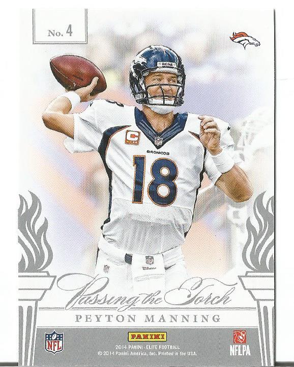PEYTON MANNING & DREW BREES 2014 DONRUSS PASSING THE TORCH CARD 