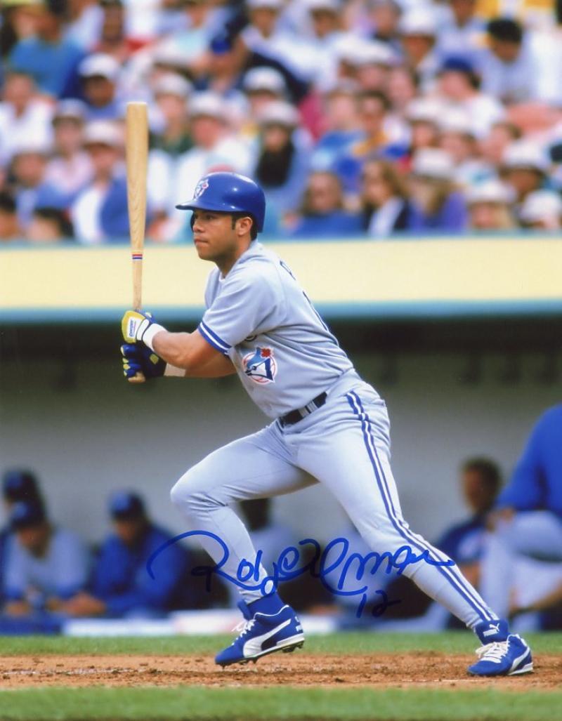 ROBERTO ALOMAR TORONTO BLUE JAYS ACTION SIGNED 8X10 PHOTO W/COA 