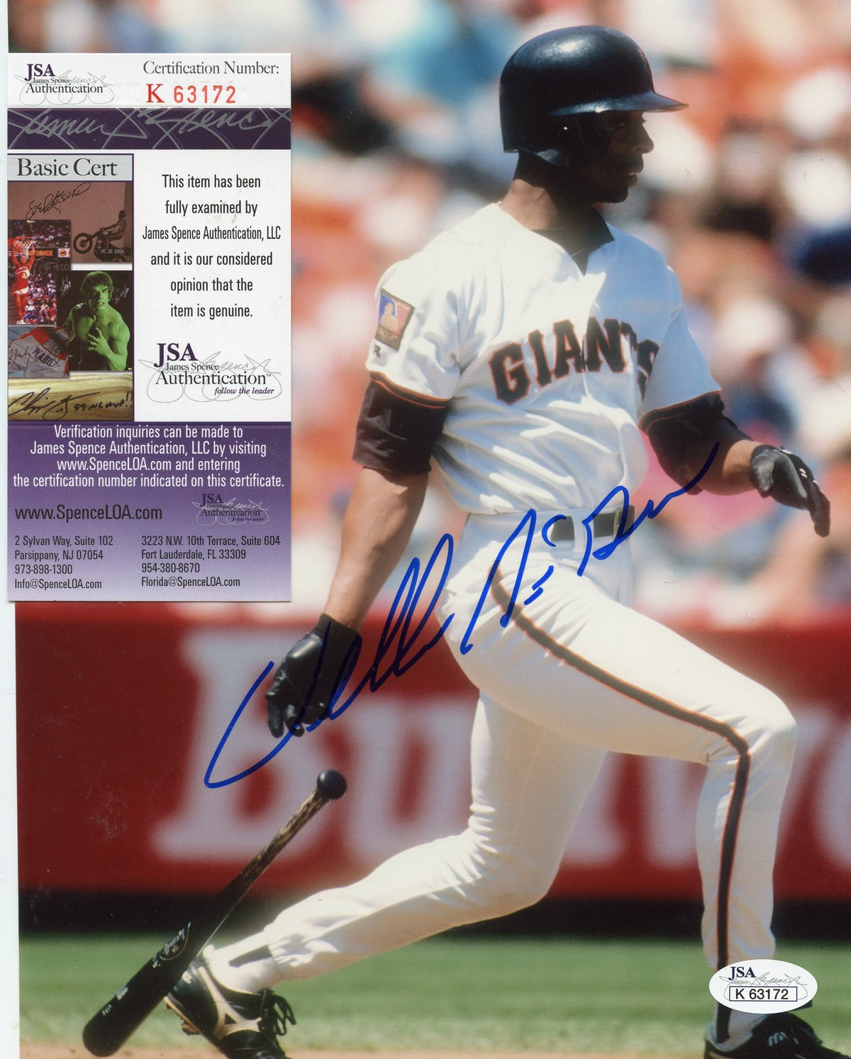 WILLIE  MCGEE  SAN FRANCISCO GIANTS  SIGNED AUTOGRAPHED  8X10 JSA K 63172