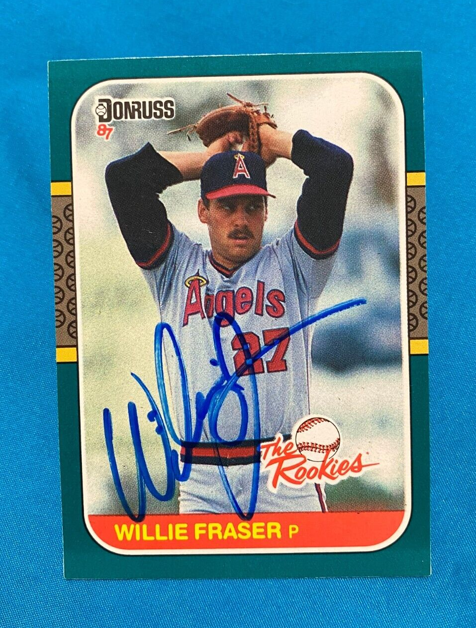 1987 DONRUSS ROOKIES WILLIE FRASER ANAHEIM ANGELS AUTOGRAPH SIGNED CARD #9 W/COA