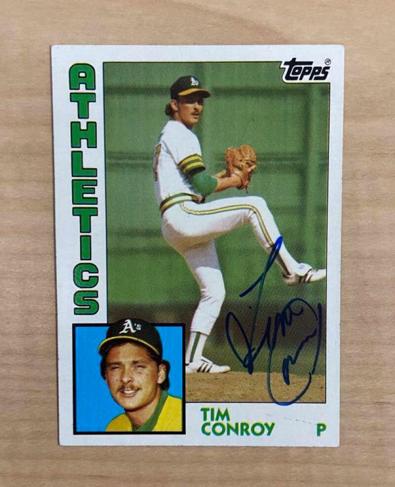 TIM CONROY OAKLAND ATHLETICS SIGNED AUTOGRAPHED 1984 TOPPS CARD #189 W/COA 