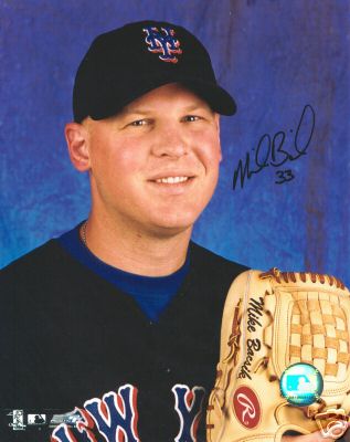 MIKE BACSIK NEW YORK METS SIGNED 8X10 PHOTO W/COA