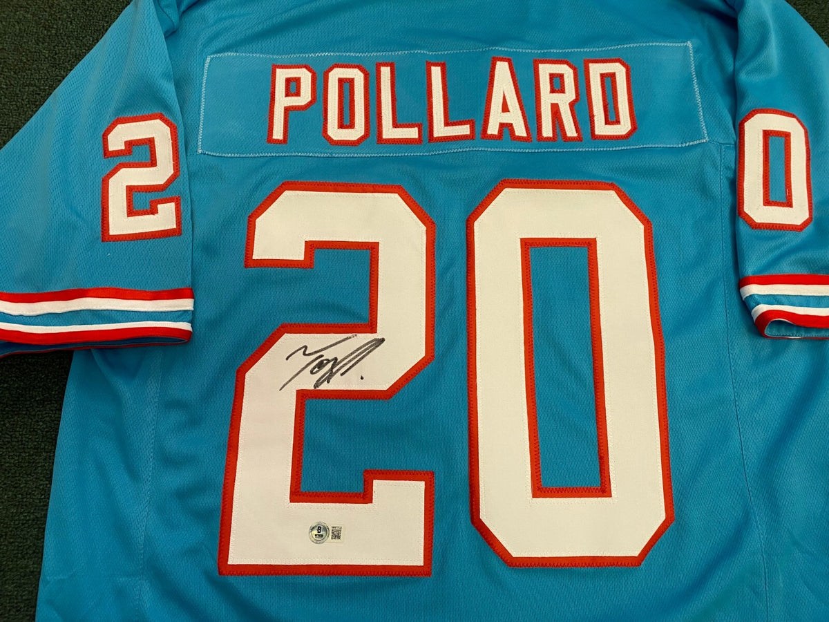 TONY POLLARD TENNESSEE TITANS #20 SIGNED AUTOGRAPH CUSTOM BLUE JERSEY BECKETT A