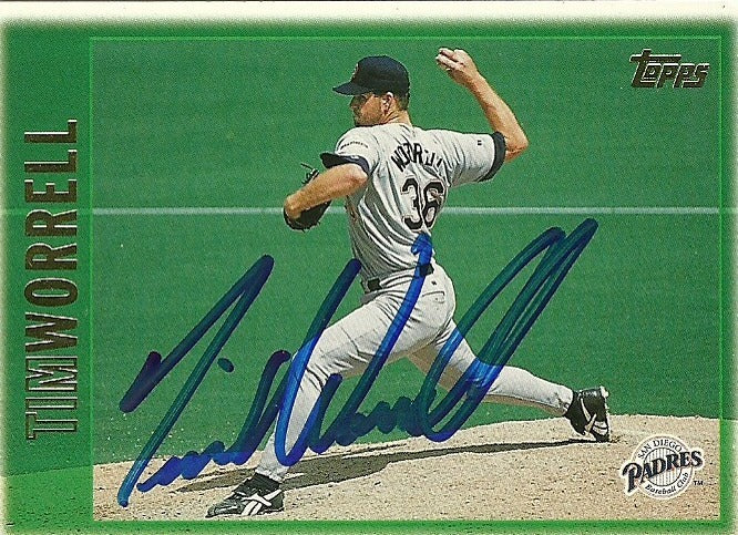 TIM WORRELL SD PADRES SIGNED AUTOGRAPHED 1997 TOPPS CARD #392 W/COA 