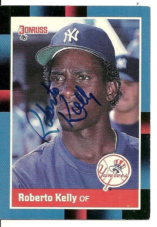 ROBERTO KELLY NEW YORK YANKEES SIGNED AUTOGRAPHED 1988 DONRUSS CARD #635 W/COA