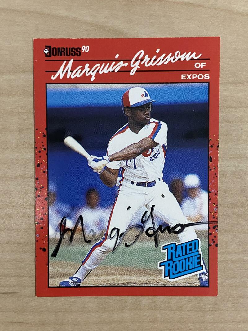 MARQUIS GRISSOM MONTREAL EXPOS SIGNED AUTOGRAPHED 1990 DONRUSS CARD #36 W/COA