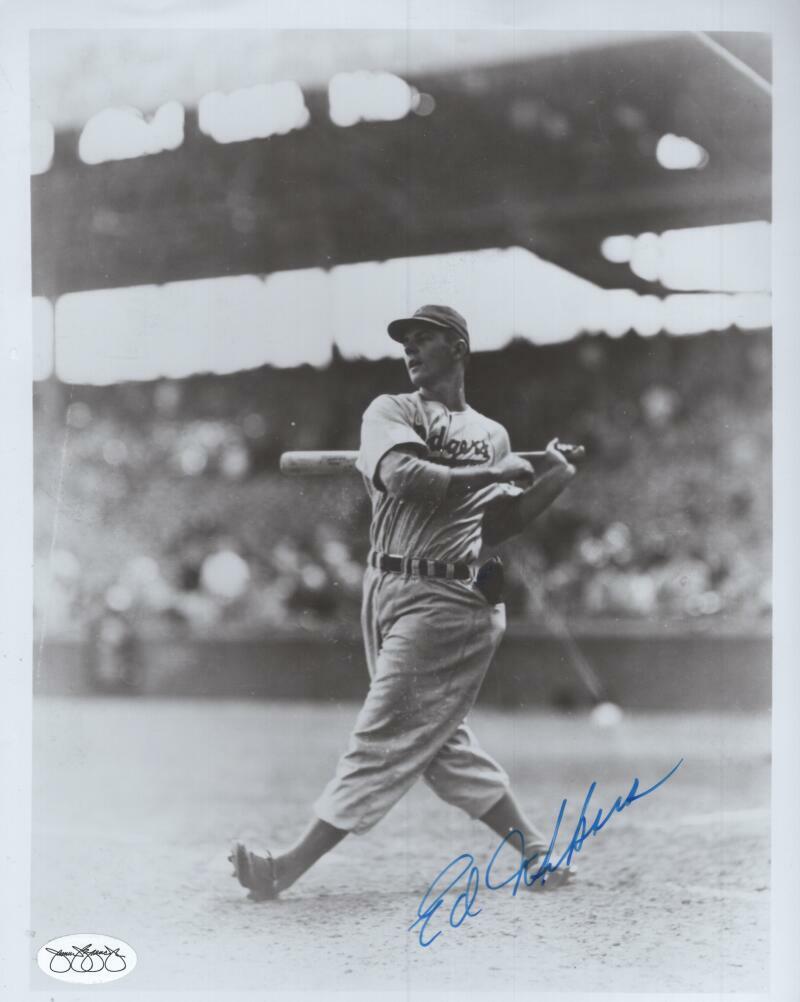 ED MIKSIS BROOKLYN DODGERS JSA SOA SIGNED 8X10 PHOTO W/ COA