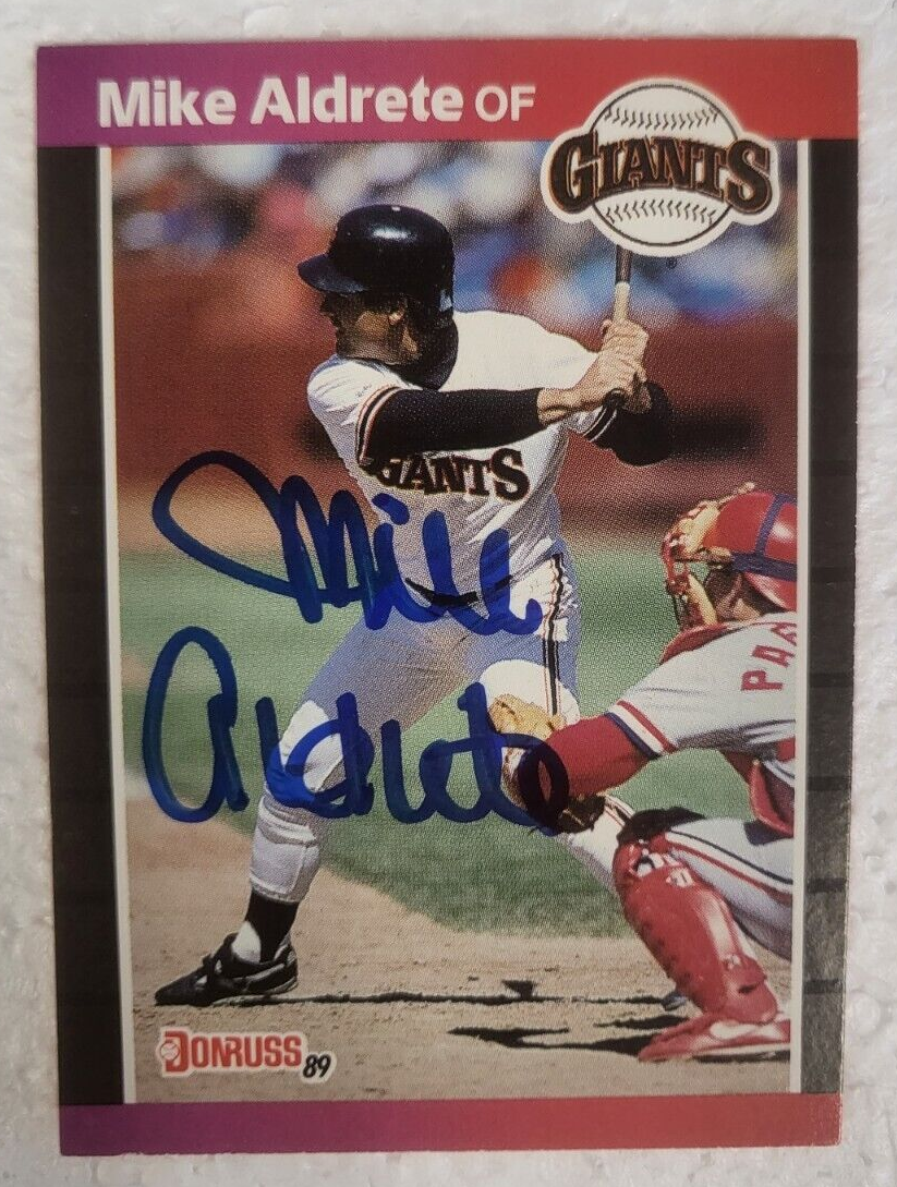 1989 DONRUSS MIKE ALDRETE SAN FRANCISCO GIANTS SIGNED AUTO CARD #140 W/COA