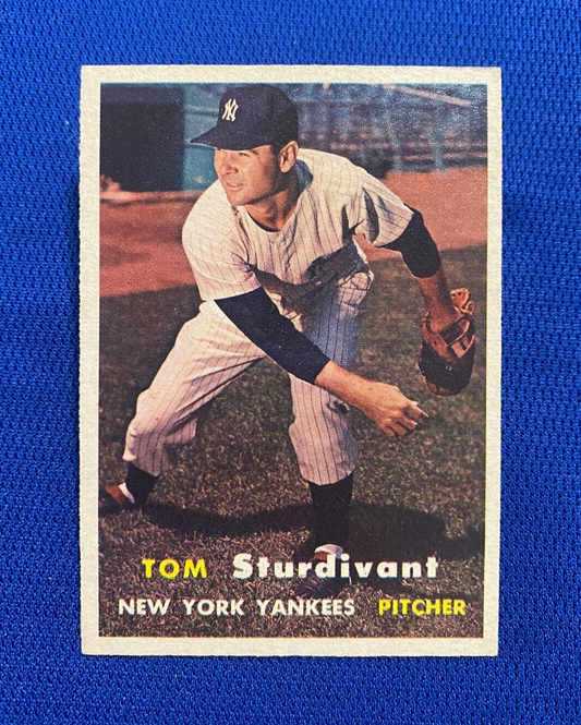 1957 TOPPS TOM STURDIVANT NEW YORK YANKEES #34 CARD VINTAGE SET-BREAK
