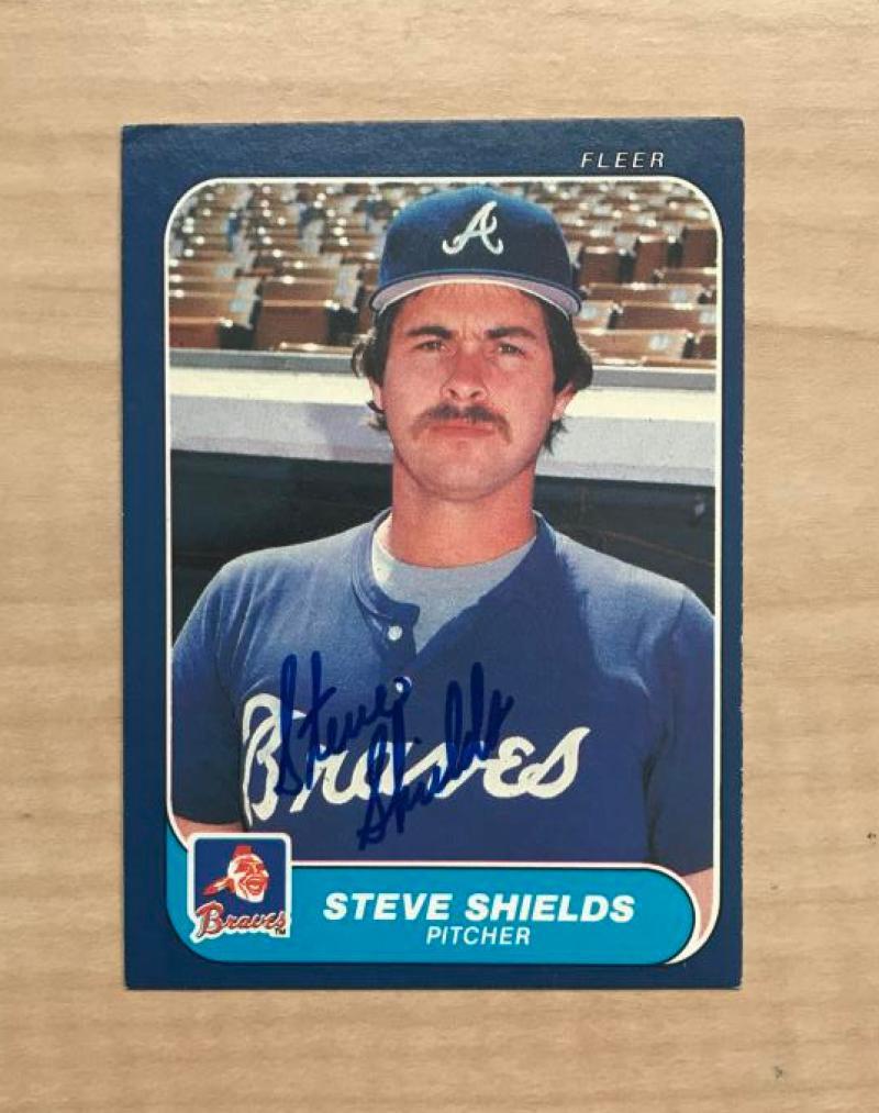 STEVE SHIELDS ATLANTA BRAVES SIGNED AUTOGRAPHED 1986 FLEER CARD #527 W/COA 