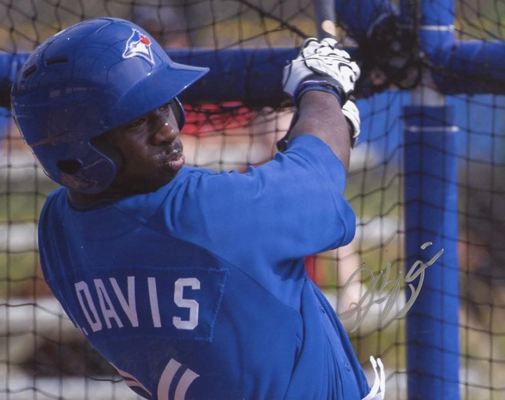 D.J.  DAVIS TORONTO BLUE JAYS SIGNED AUTOGRAPHED 8X10 PHOTO W/COA