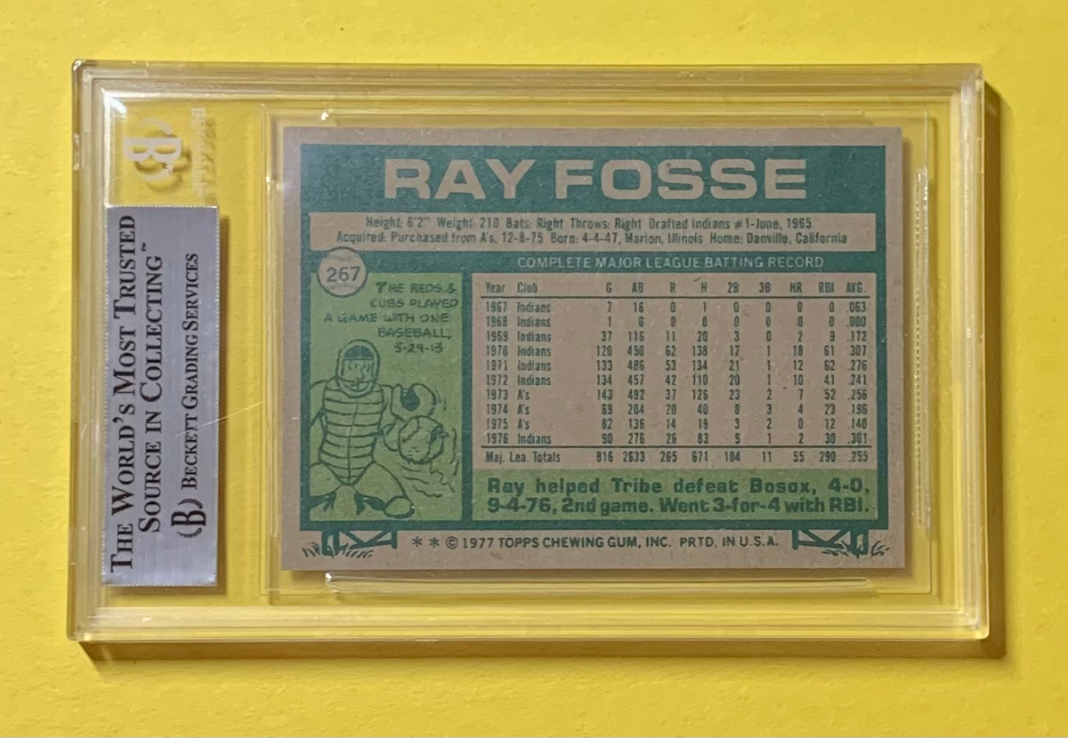 1977 TOPPS RAY FOSSE #267 AUTHENTIC AUTO BECKETT CERTIFIED CLEVELAND