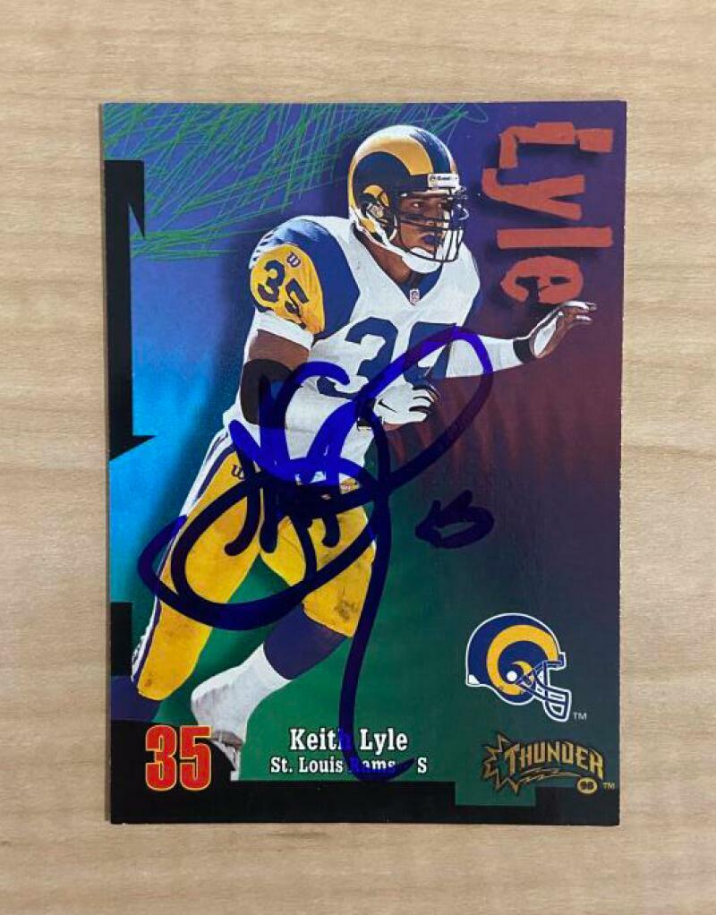 KEITH LYLE ST LOUIS RAMS SIGNED AUTOGRAPHED 1998 SKYBOX CARD #81 W/COA