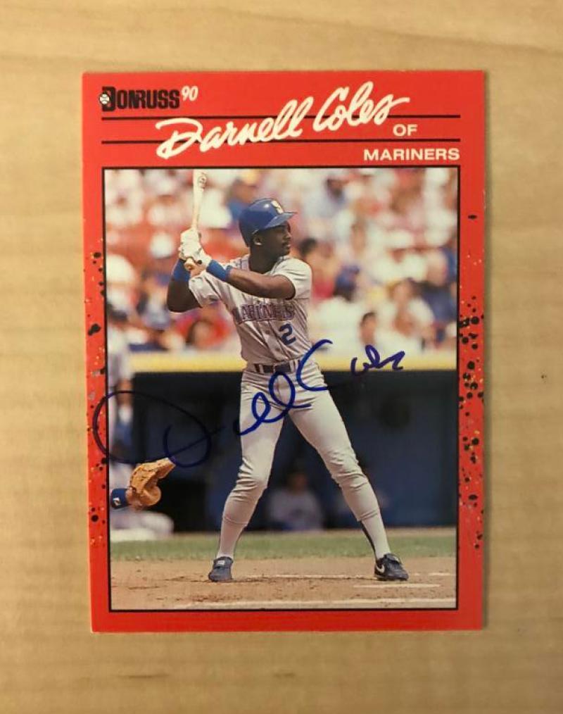 DARNELL COLES SEATTLE MARINERS SIGNED AUTOGRPAHED 1990 DONRUSS CARD #212 W/COA