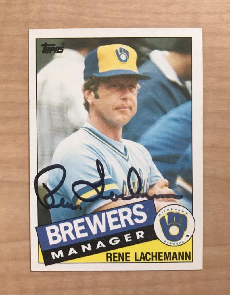 RENE LACHEMANN MILWAUKEE BREWERS SIGNED AUTOGRAPHED 1985 TOPPS CARD #628 W/COA