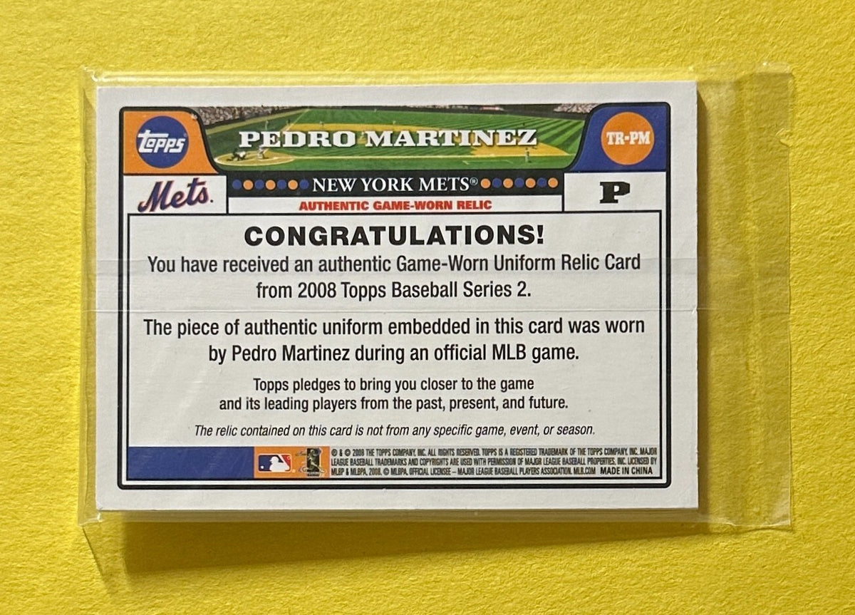 2008 TOPPS SERIES 2 PEDRO MARTINEZ RELIC #TR-PM METS HOF SEALED